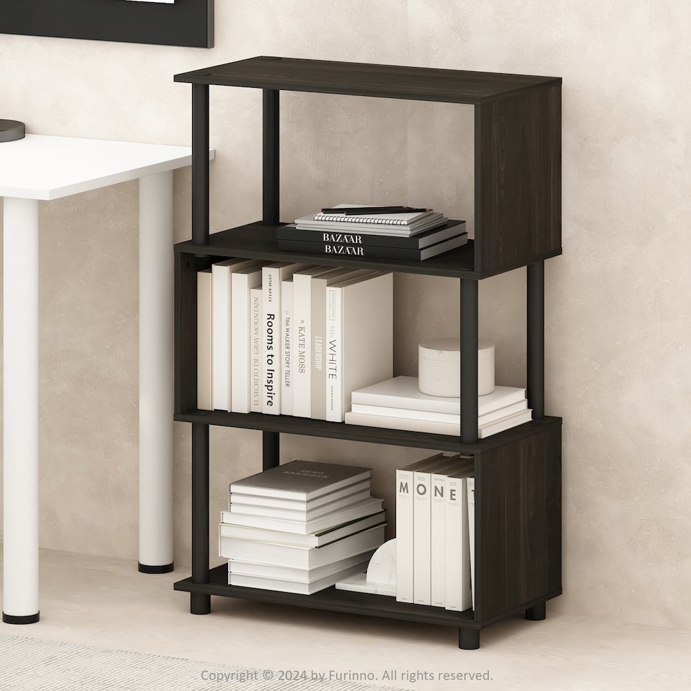 Reed 4-Tier S-Shaped Bookcase, Bookshelf, Espresso. Picture 6