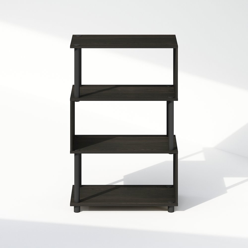 Reed 4-Tier S-Shaped Bookcase, Bookshelf, Espresso. Picture 3