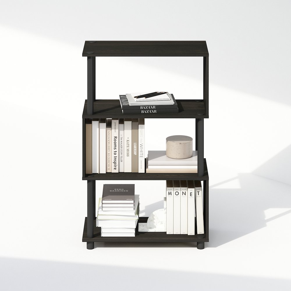 Reed 4-Tier S-Shaped Bookcase, Bookshelf, Espresso. Picture 5