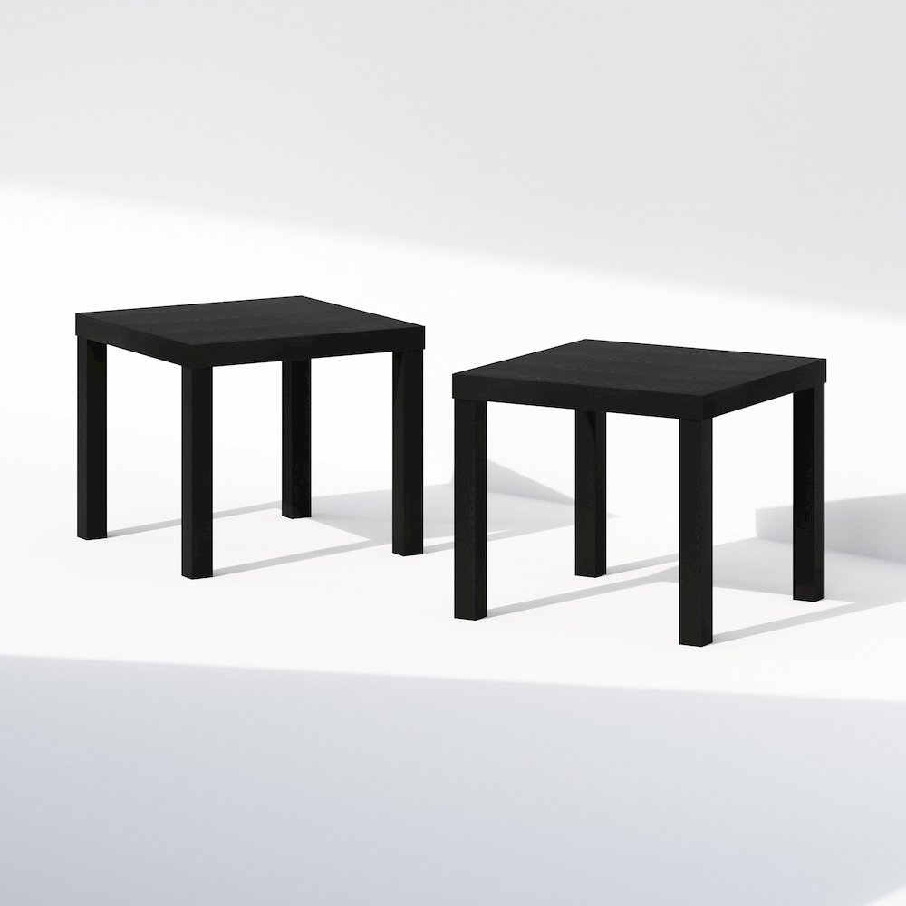 Simple Square Coffee Table, Side Table, Set of 2, Black. Picture 1