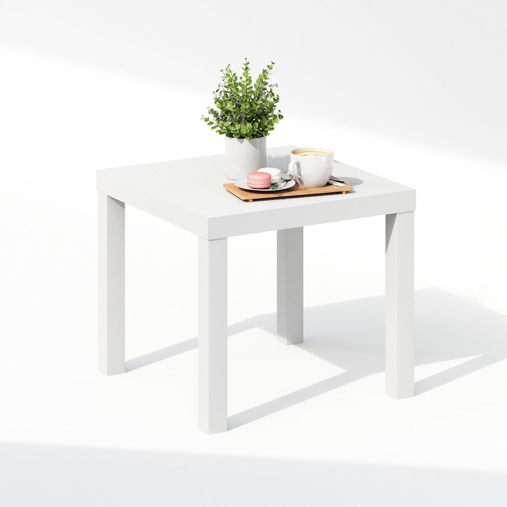 Simple Square Coffee Table, Side Table, White. Picture 4