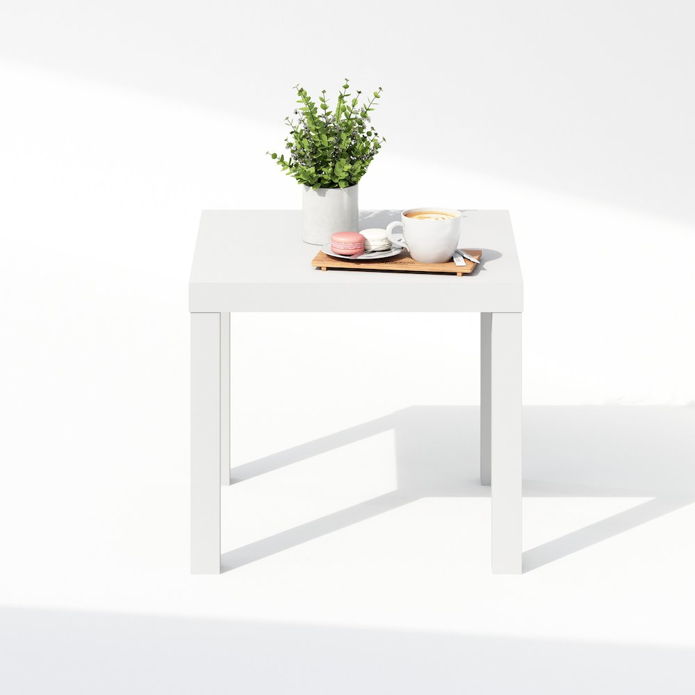 Simple Square Coffee Table, Side Table, White. Picture 5