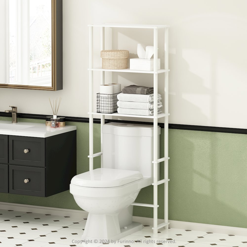 Turn-N-Tube Freestanding Over-The-Toilet Storage Rack with 3 Shelves. Picture 6