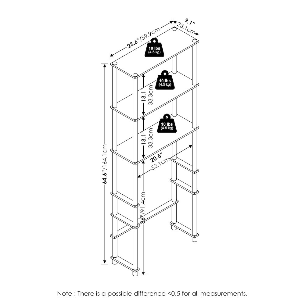 Turn-N-Tube Freestanding Over-The-Toilet Storage Rack with 3 Shelves. Picture 2