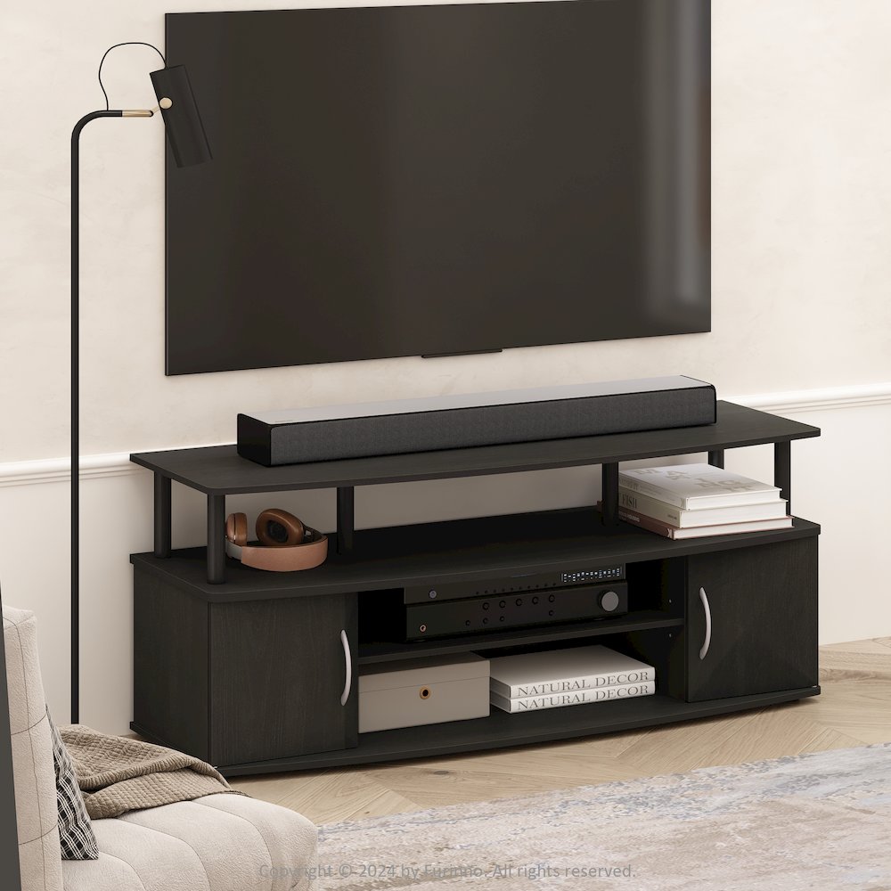 JAYA Large Entertainment Center Hold up to 55-IN TV, Darkwood. Picture 7