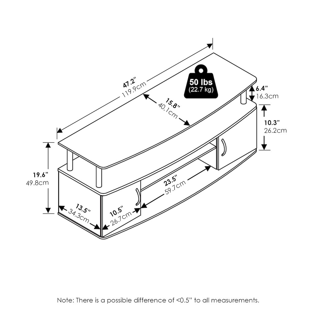 JAYA Large Entertainment Center Hold up to 55-IN TV, Darkwood. Picture 2