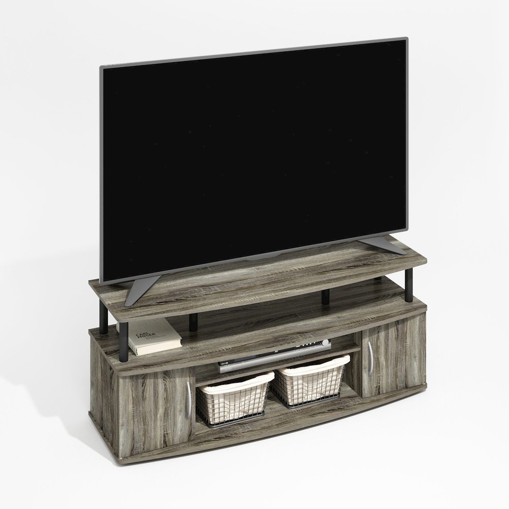 JAYA Large Entertainment Center Hold up to 55-IN TV, Grey Oak/Black. Picture 4
