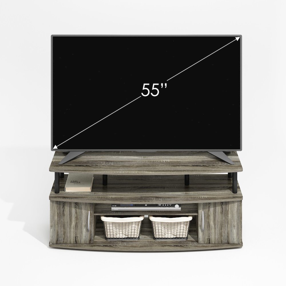 JAYA Large Entertainment Center Hold up to 55-IN TV, Grey Oak/Black. Picture 5