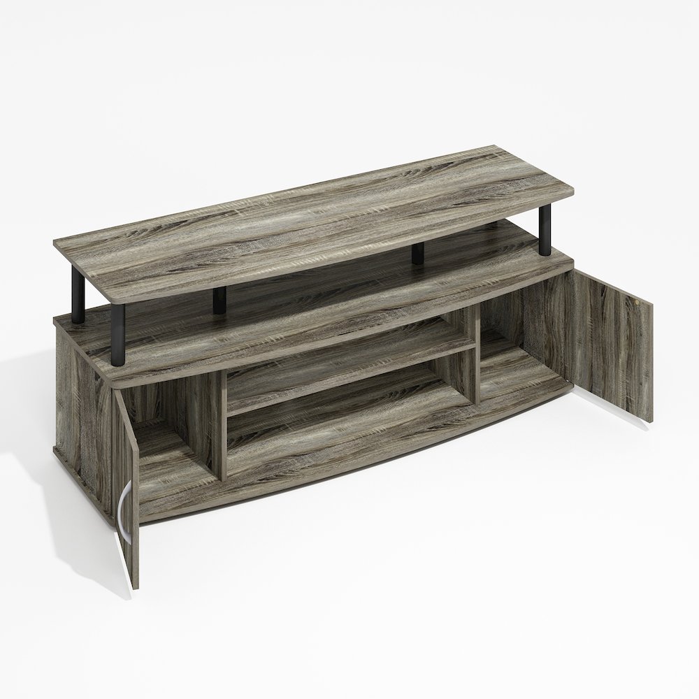 JAYA Large Entertainment Center Hold up to 55-IN TV, Grey Oak/Black. Picture 6