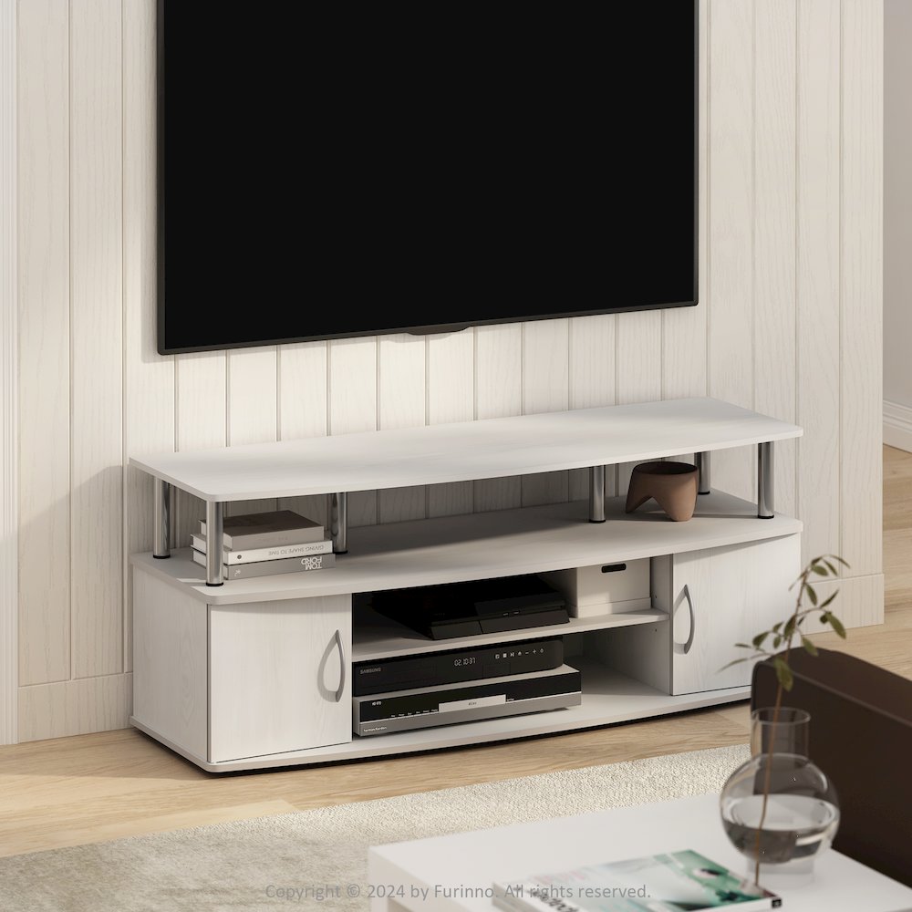 JAYA Large Entertainment Center Hold up to 55-IN TV, White Wood. Picture 7