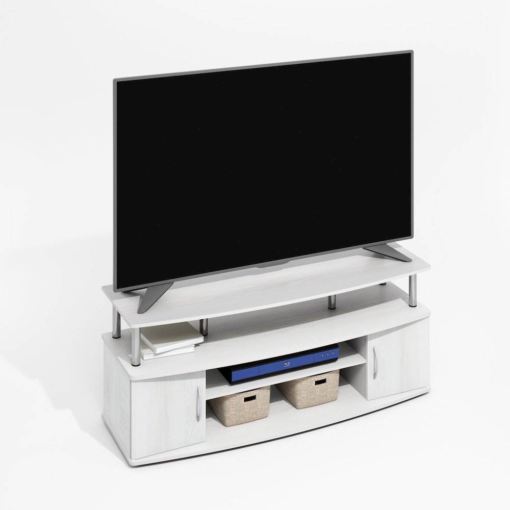 JAYA Large Entertainment Center Hold up to 55-IN TV, White Wood. Picture 4