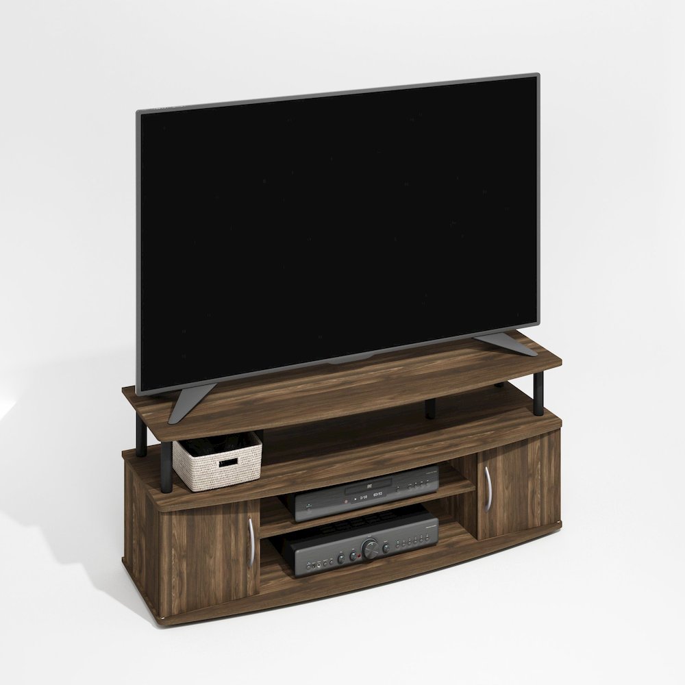 JAYA Large Entertainment Center Hold up to 55-IN TV, Brown Walnut/Black. Picture 4
