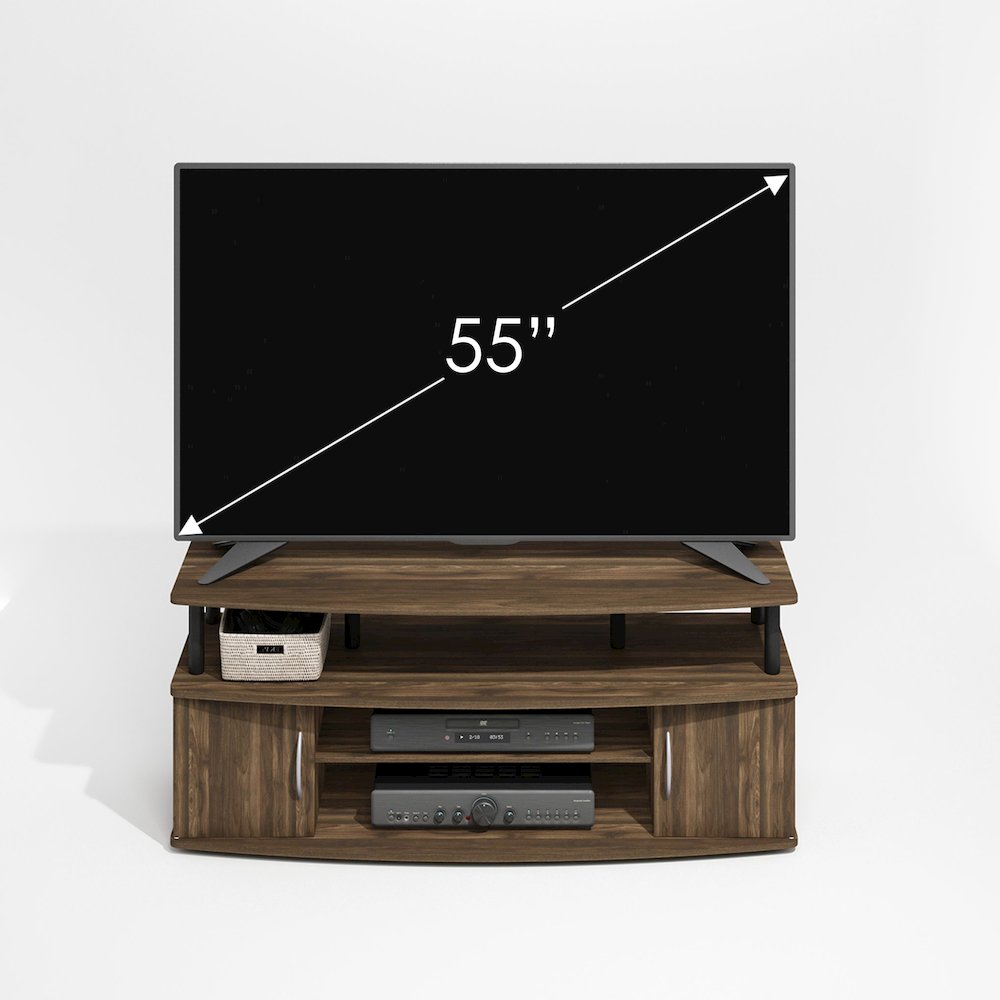 JAYA Large Entertainment Center Hold up to 55-IN TV, Brown Walnut/Black. Picture 5