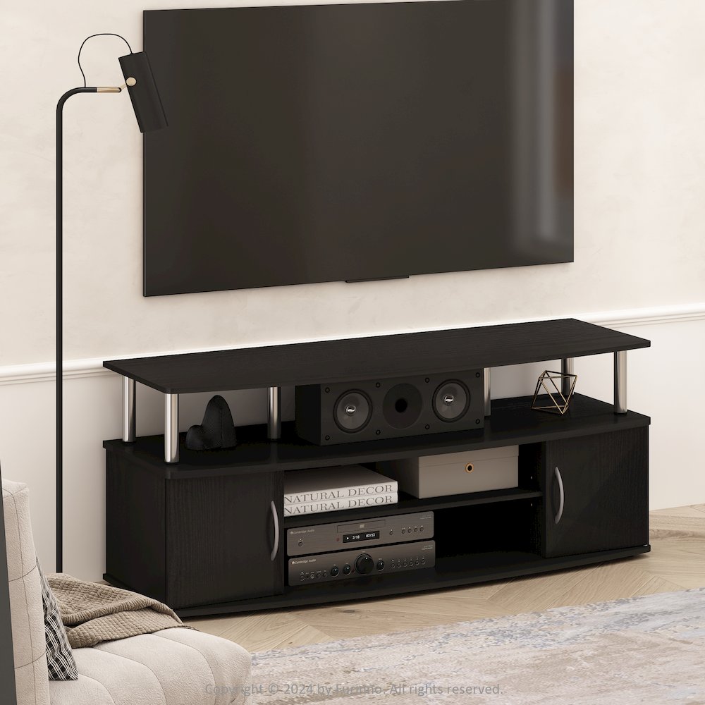 JAYA Large Entertainment Center Hold up to 55-IN TV, Dark Americano. Picture 7