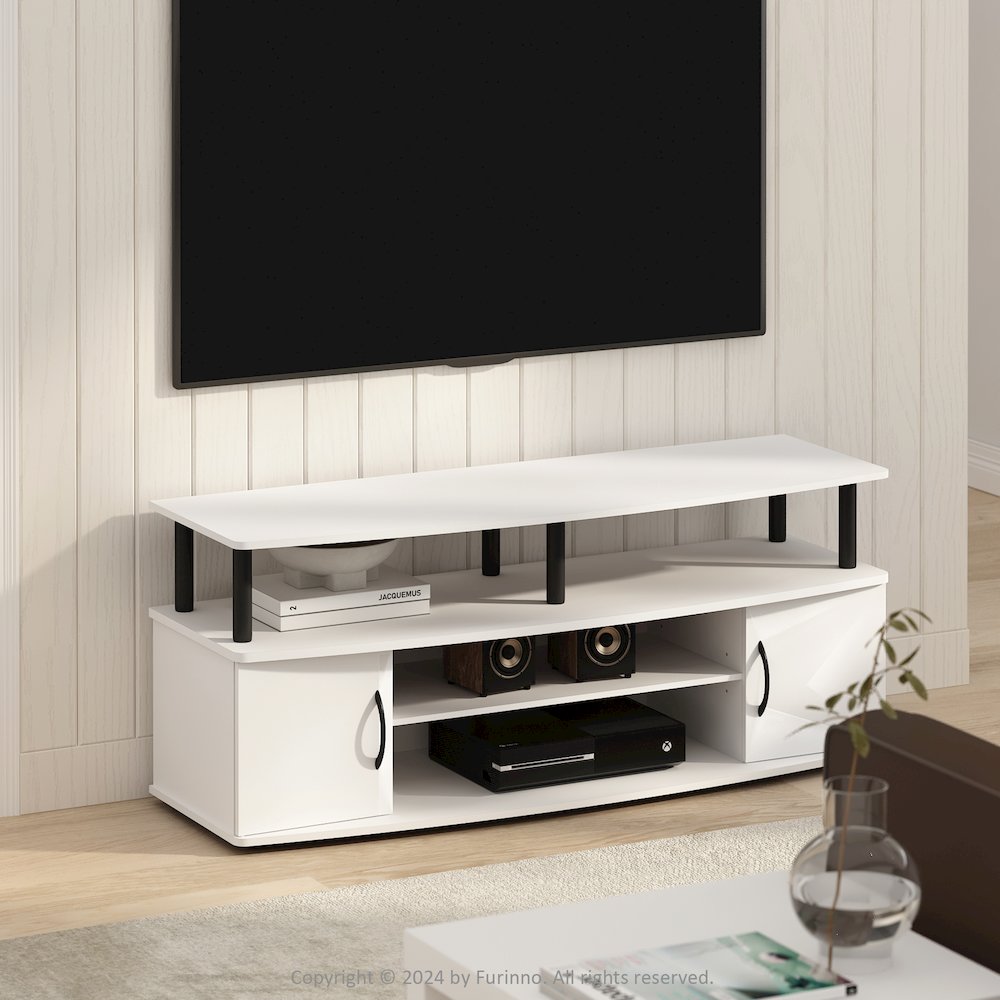 JAYA Large Entertainment Center Hold up to 55-IN TV, Plain White/Black. Picture 7