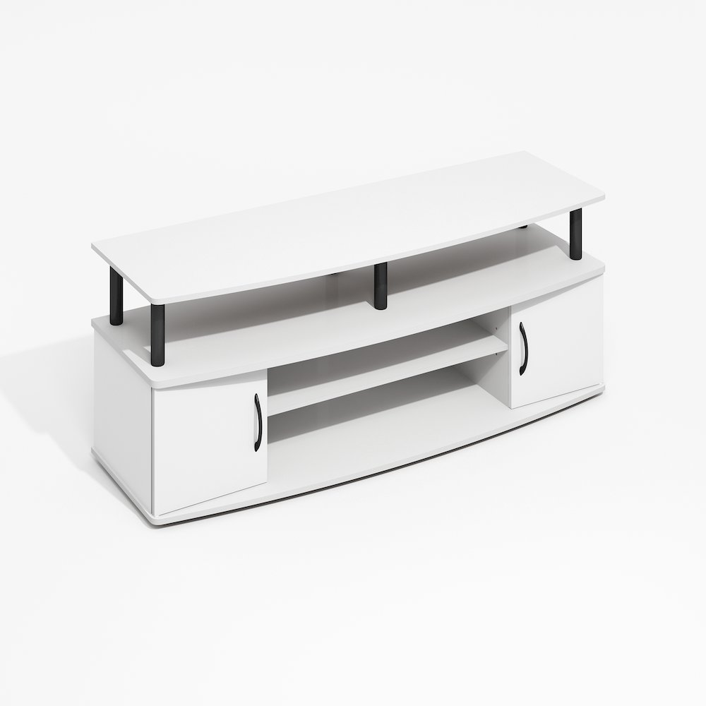 JAYA Large Entertainment Center Hold up to 55-IN TV, Plain White/Black. Picture 1