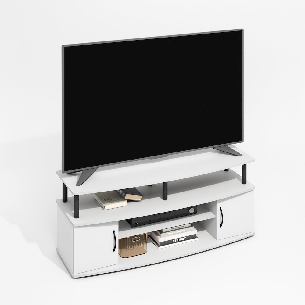 JAYA Large Entertainment Center Hold up to 55-IN TV, Plain White/Black. Picture 4