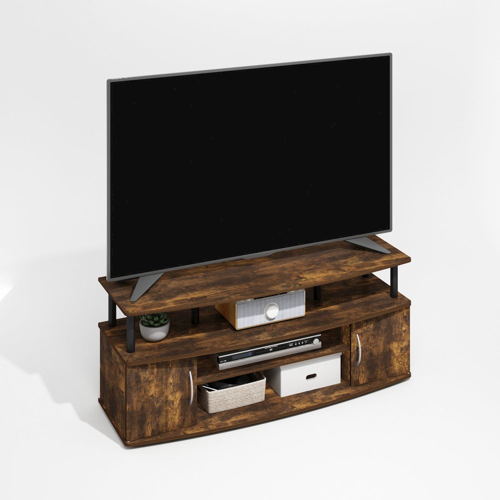 JAYA Large Entertainment Center Hold up to 55-IN TV, Amber Oak/Black. Picture 4