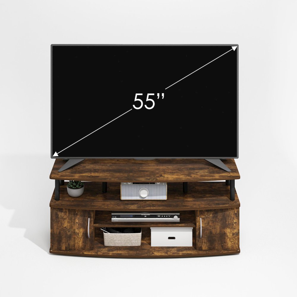 JAYA Large Entertainment Center Hold up to 55-IN TV, Amber Oak/Black. Picture 5