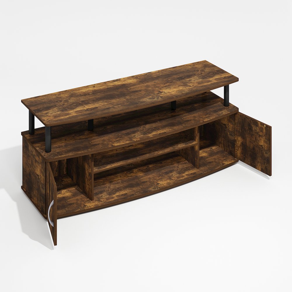 JAYA Large Entertainment Center Hold up to 55-IN TV, Amber Oak/Black. Picture 6