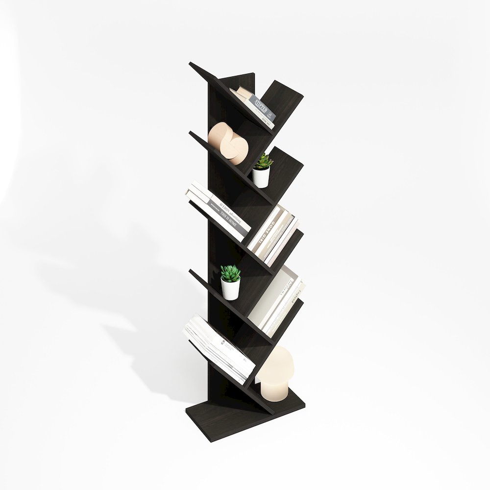 Tree Bookshelf 9-Tier Floor Standing Tree Bookcase, Black Espresso. Picture 4