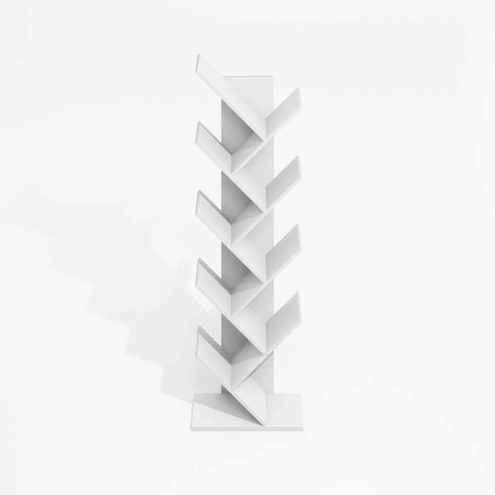 Tree Bookshelf 9-Tier Floor Standing Tree Bookcase, Plain White. Picture 3