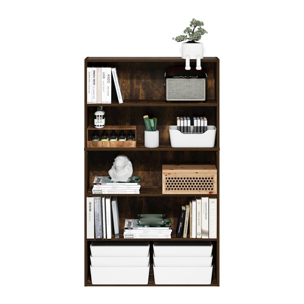 Pasir 5-Tier Open Shelf Bookcase, Bookshelf, 31.5 Inch Wide, Amber Pine. Picture 6