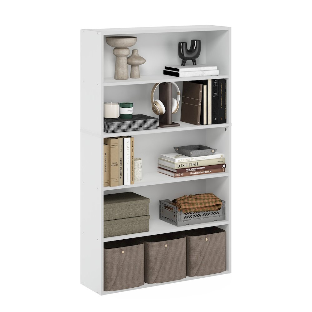 Pasir 5-Tier Open Shelf Bookcase, Bookshelf, 31.5 Inch Wide, White. Picture 5