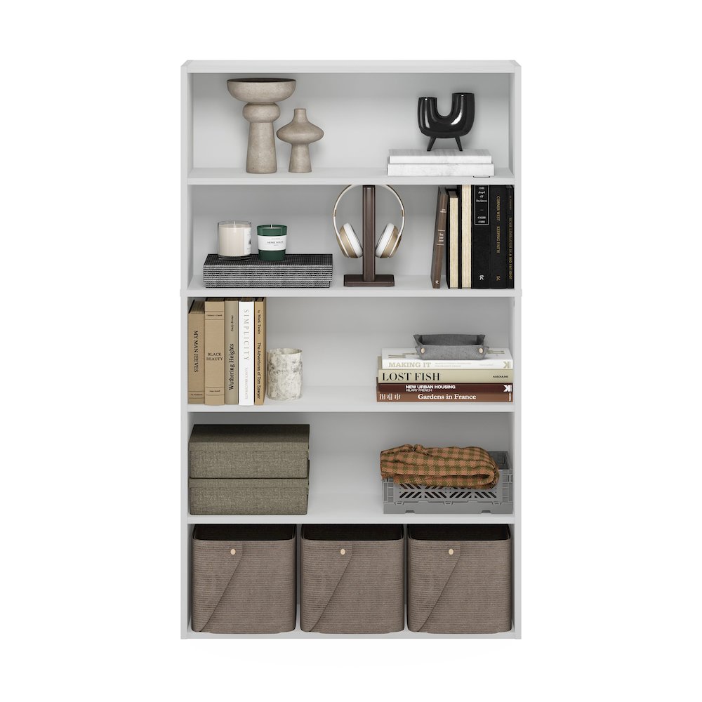 Pasir 5-Tier Open Shelf Bookcase, Bookshelf, 31.5 Inch Wide, White. Picture 6