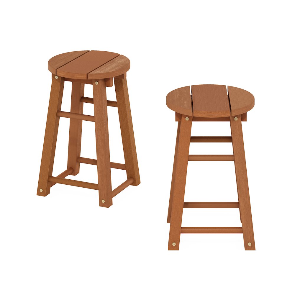 Tioman Outdoor Hardwood 18 Bar Stool in Teak Oil, Set of 2, Natural. Picture 4