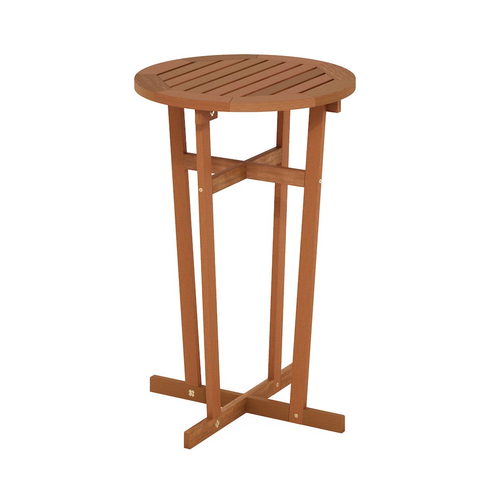 Tioman Hardwood Outdoor Patio Bar Table in Teak Oil, Natural. Picture 1