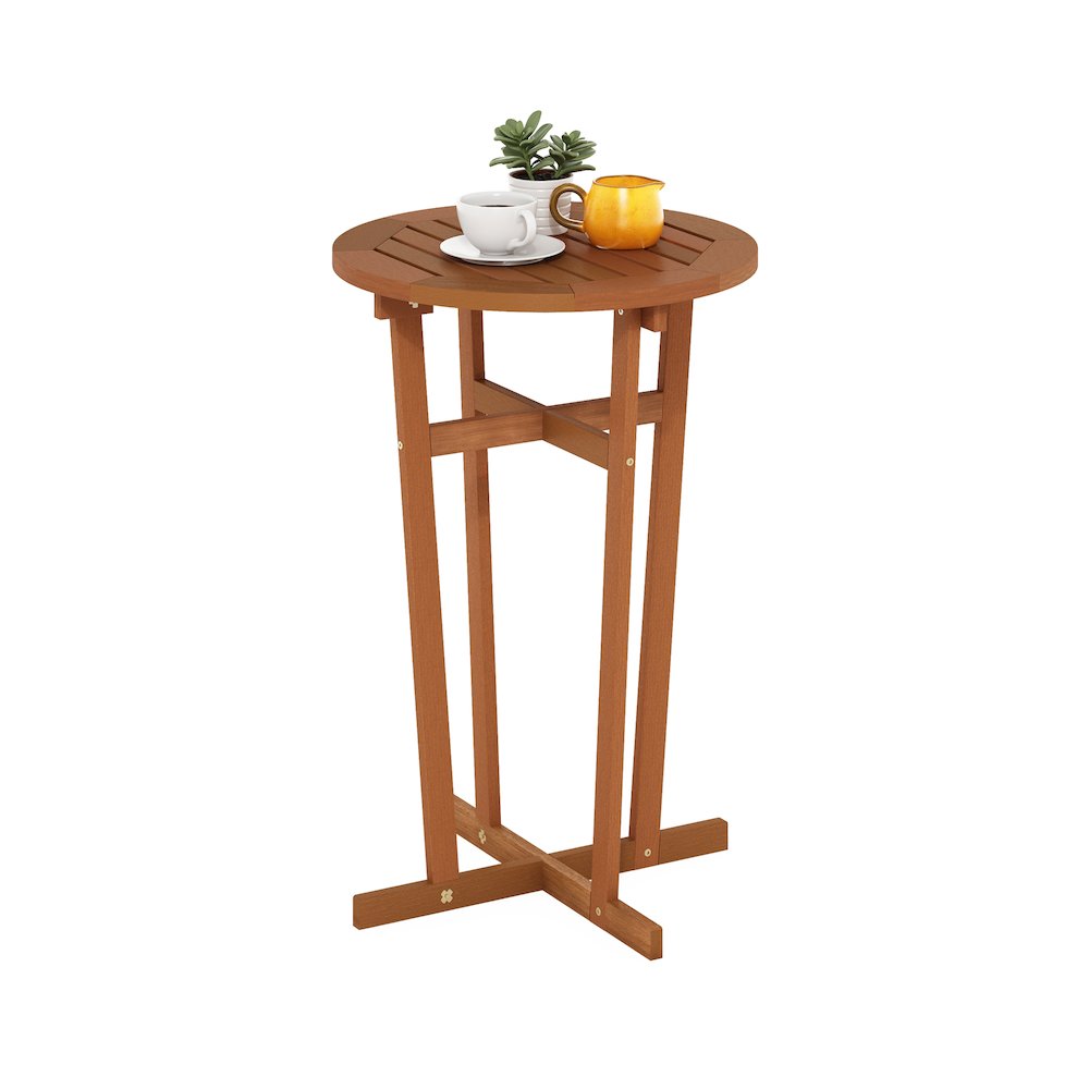 Tioman Hardwood Outdoor Patio Bar Table in Teak Oil, Natural. Picture 5