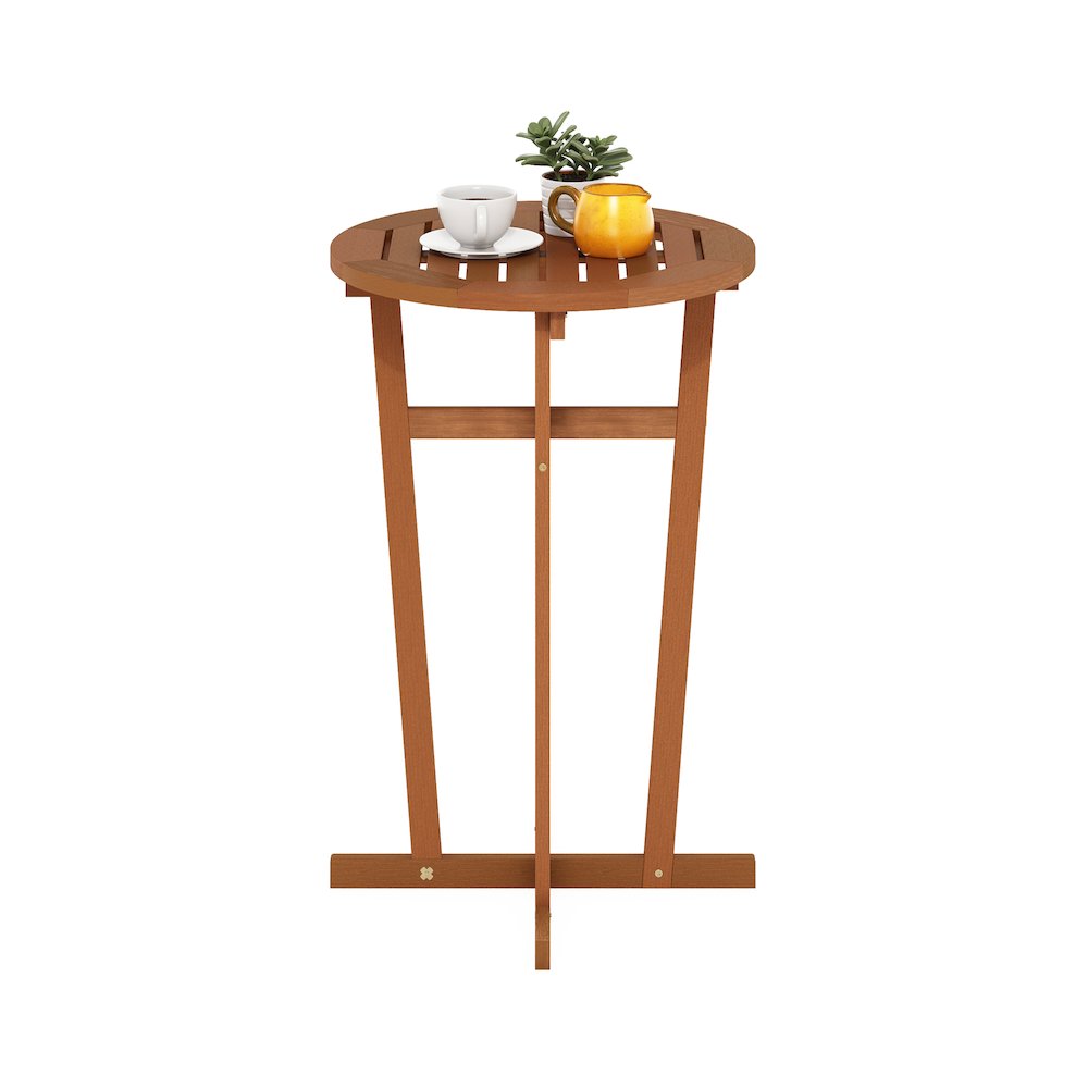 Tioman Hardwood Outdoor Patio Bar Table in Teak Oil, Natural. Picture 6