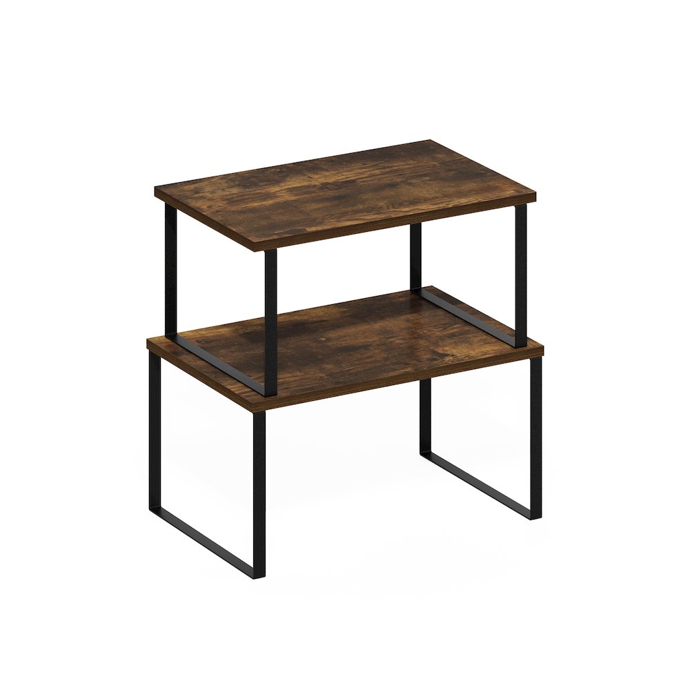 Stackable Kitchen Counter Shelves, Set of 2, Amber Pine/Black. Picture 7