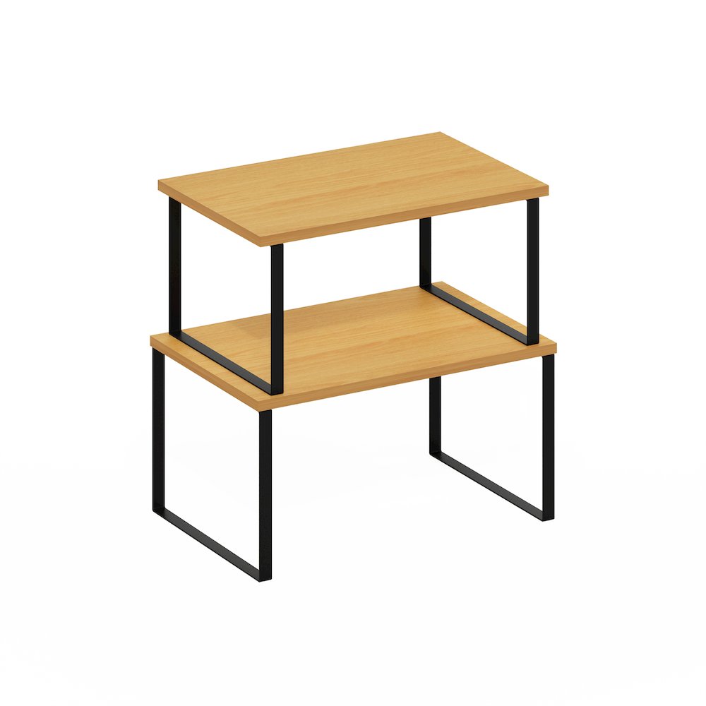 Stackable Kitchen Counter Shelves, Set of 2, Beech/Black. Picture 7