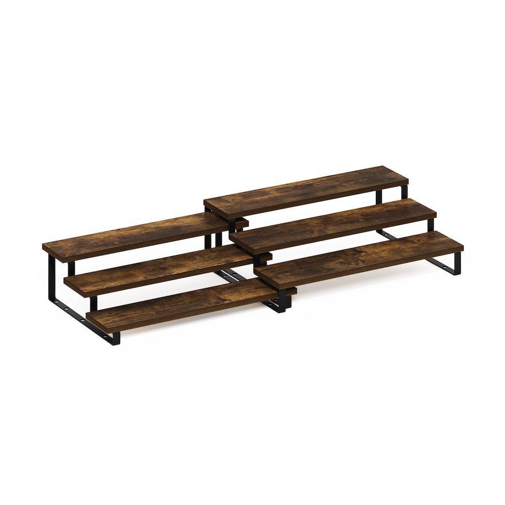 Nestable Kitchen Counter Spice Rack Organizer, Set of 2, Amber Pine/Black. Picture 1