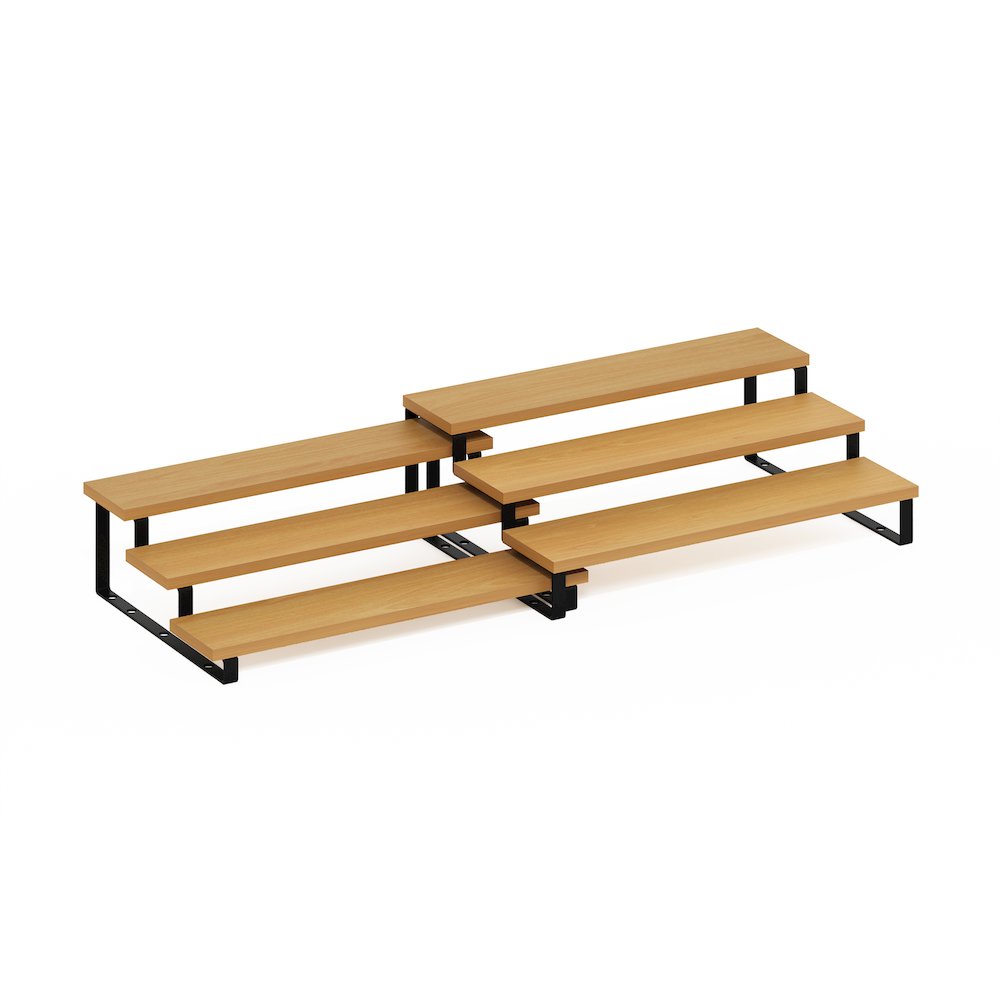 Nestable Kitchen Counter Spice Rack Organizer, Set of 2, Beech/Black. Picture 1