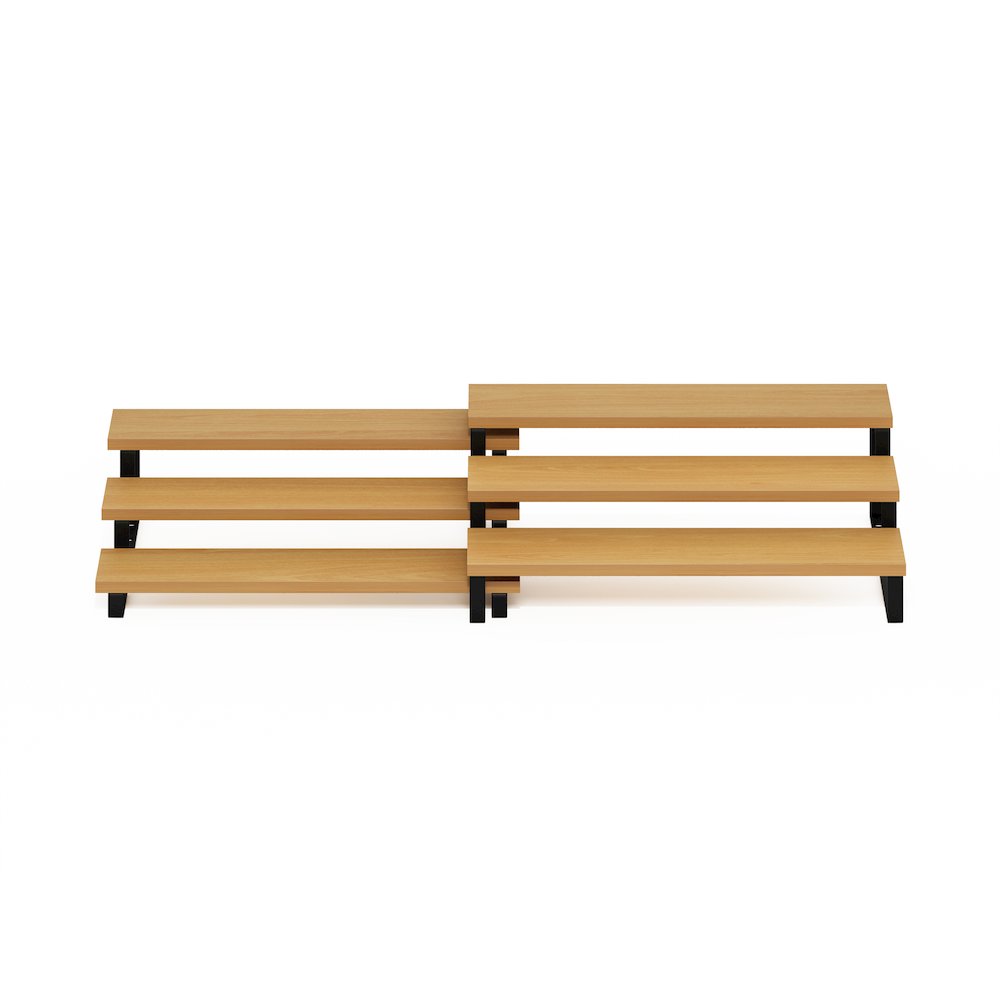 Nestable Kitchen Counter Spice Rack Organizer, Set of 2, Beech/Black. Picture 4