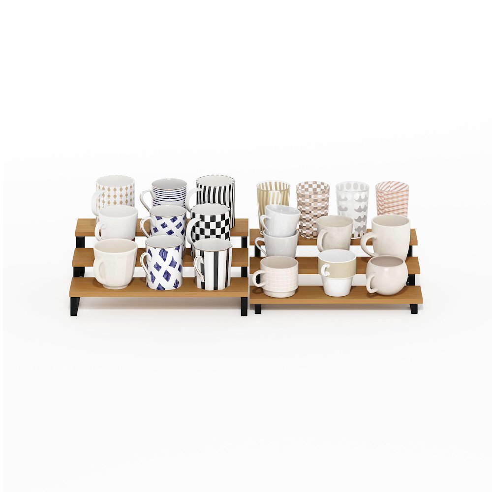 Nestable Kitchen Counter Spice Rack Organizer, Set of 2, Beech/Black. Picture 6