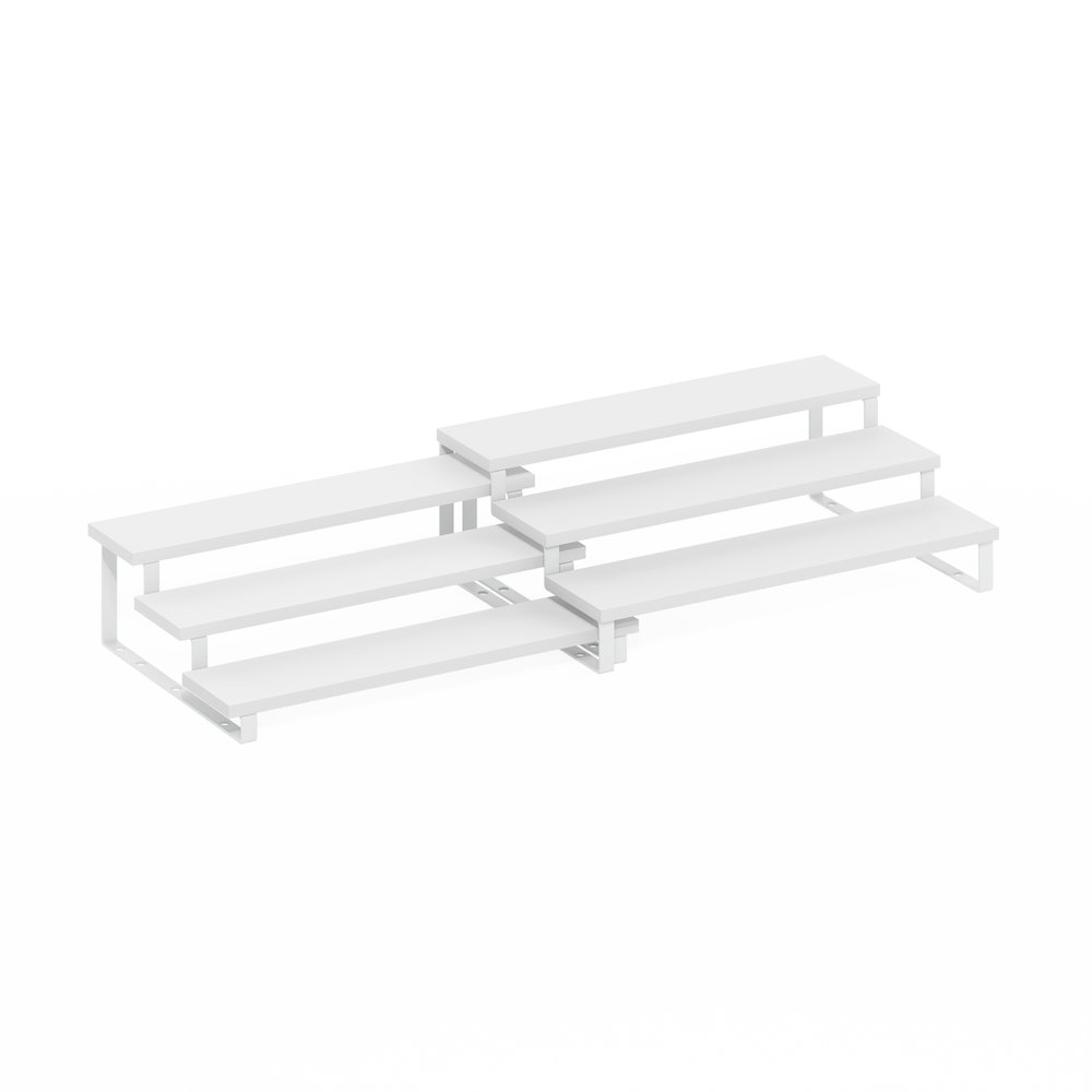 Nestable Kitchen Counter Spice Rack Organizer, Set of 2, White/White. Picture 1