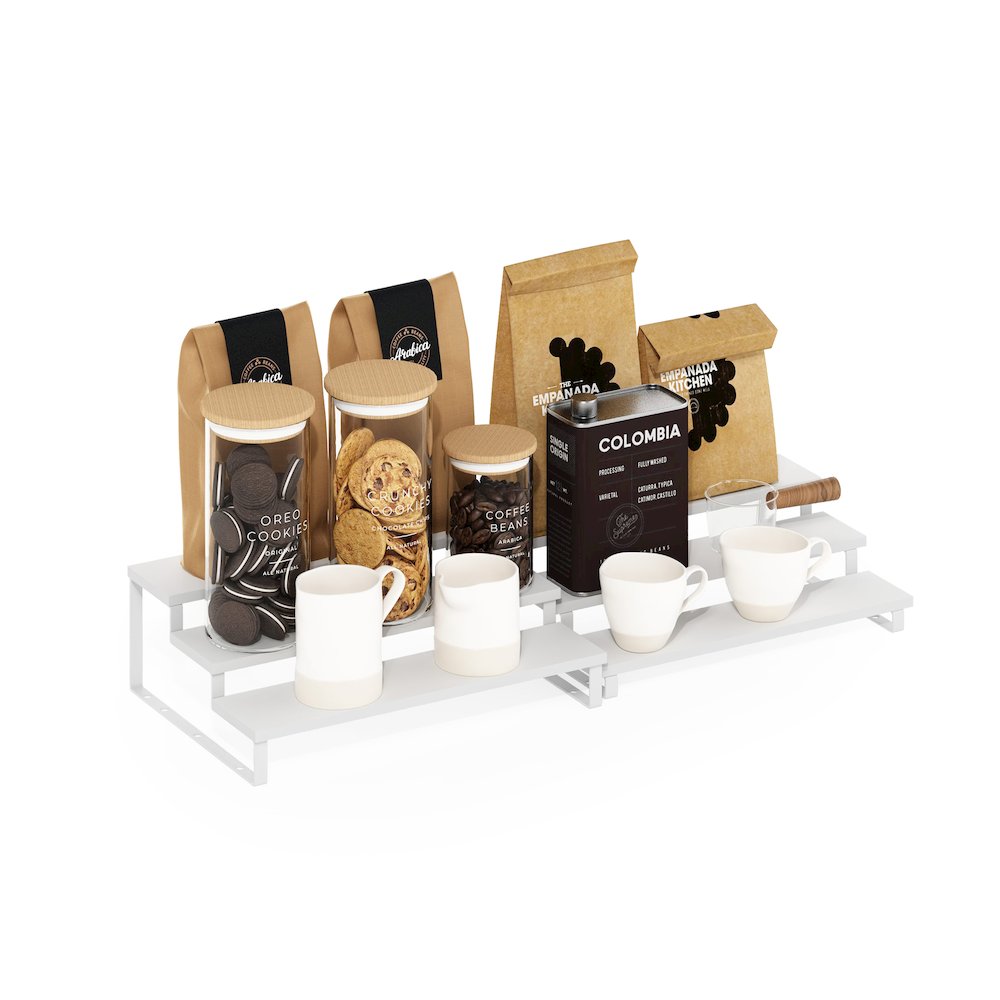 Nestable Kitchen Counter Spice Rack Organizer, Set of 2, White/White. Picture 5