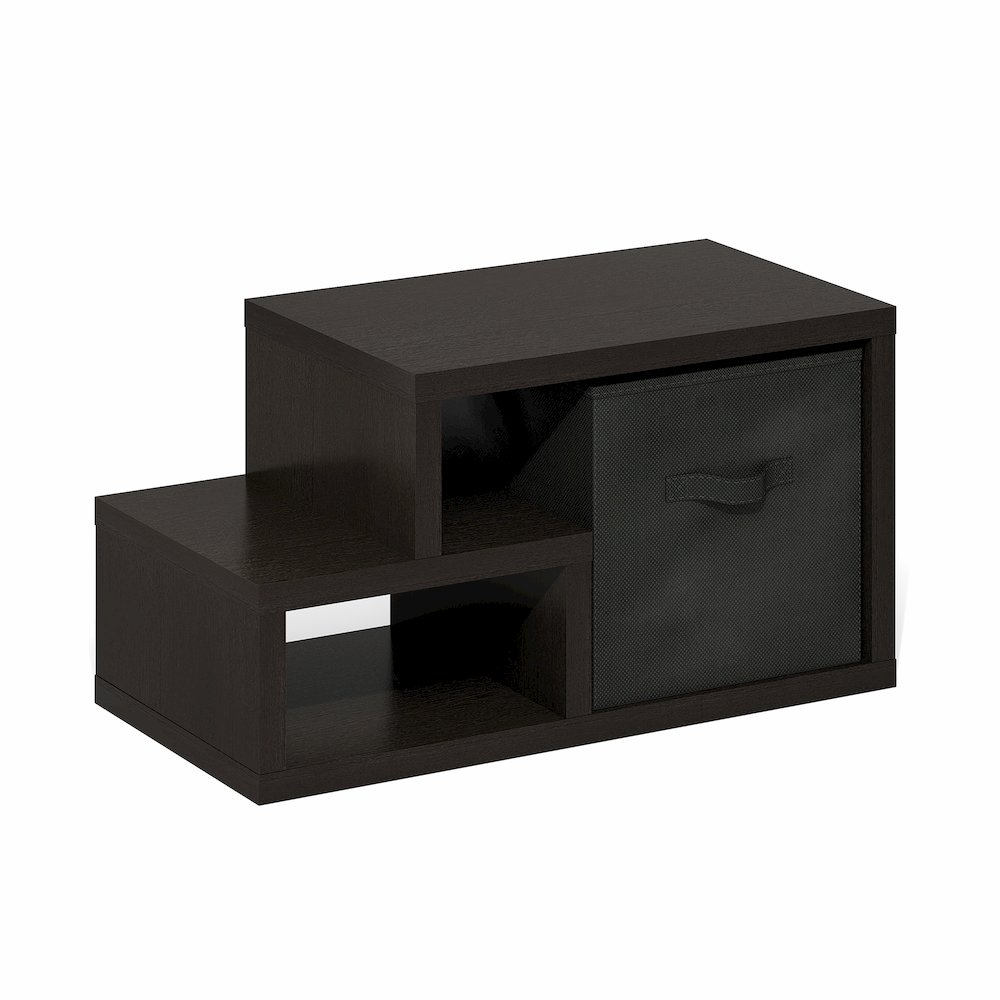 Viola Multipurpose Shelf with Storage Bin, Dark Oak/Black. Picture 1