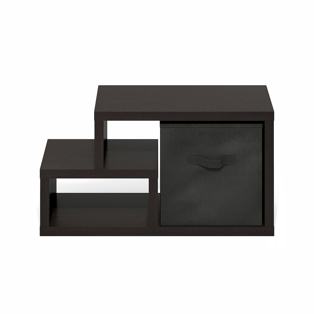 Viola Multipurpose Shelf with Storage Bin, Dark Oak/Black. Picture 4