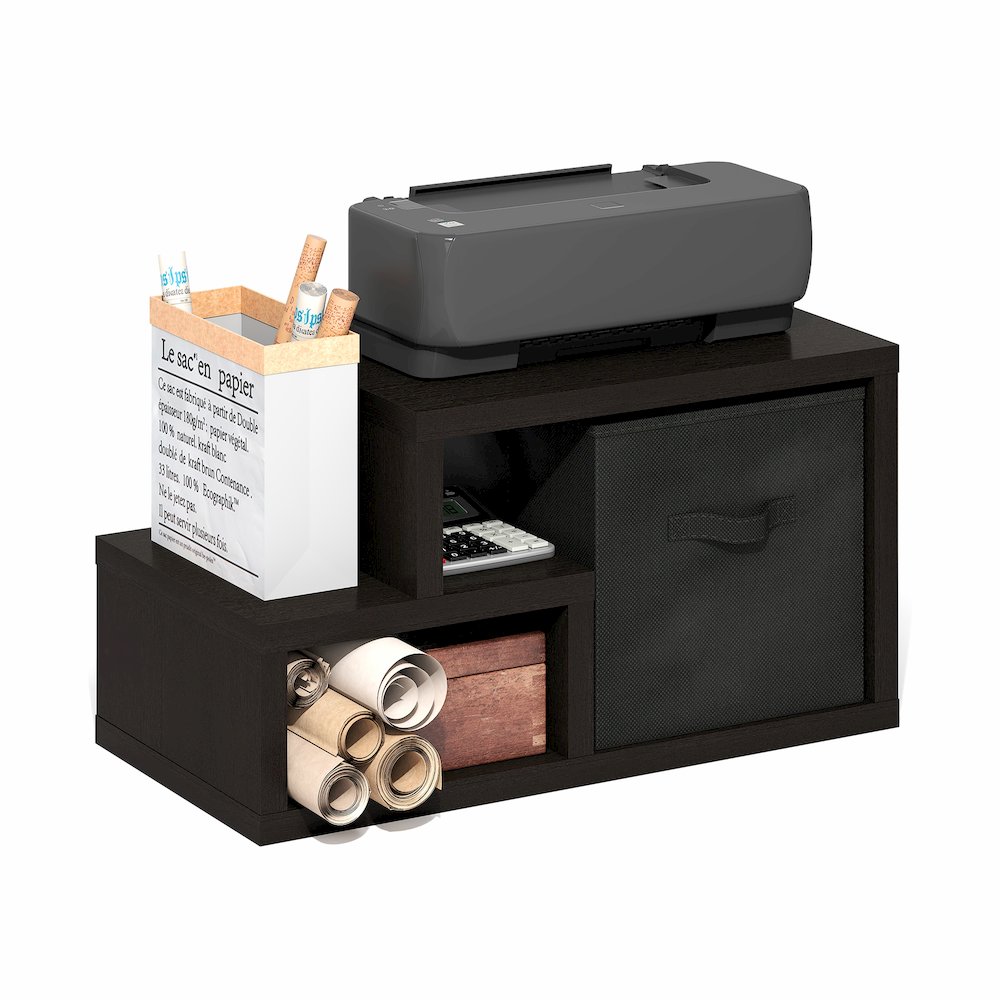 Viola Multipurpose Shelf with Storage Bin, Dark Oak/Black. Picture 5
