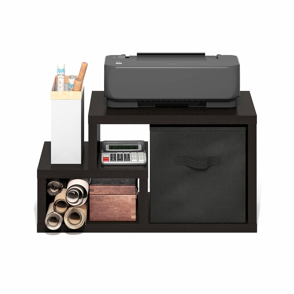 Viola Multipurpose Shelf with Storage Bin, Dark Oak/Black. Picture 6