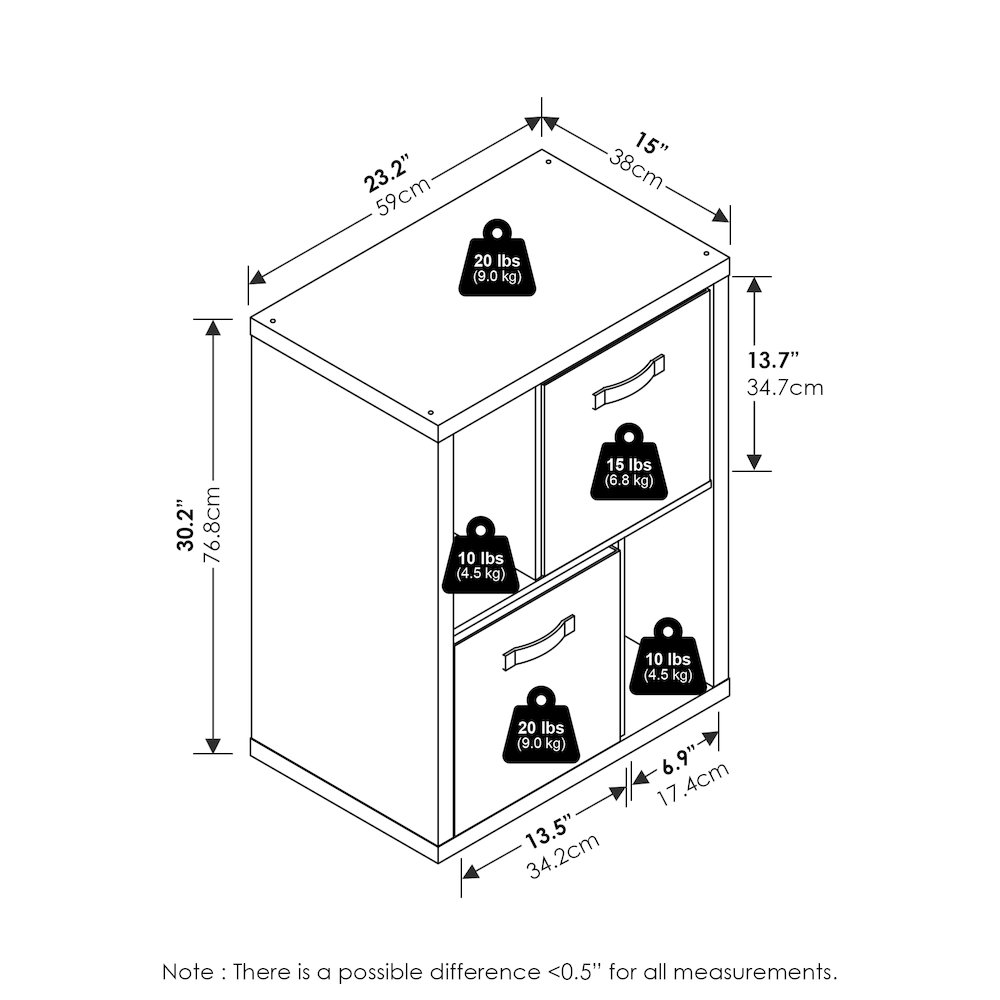 Viola Standing Storage Shelf with Two Storage Bins, White/Light Grey. Picture 3
