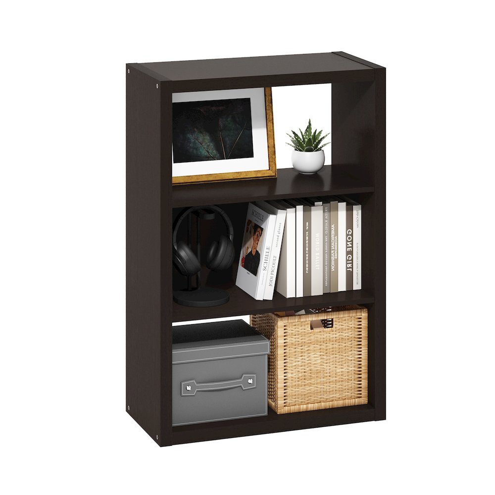 Viola 3-Tier Open Shelf Bookcase, Bookshelf, Dark Oak. Picture 5