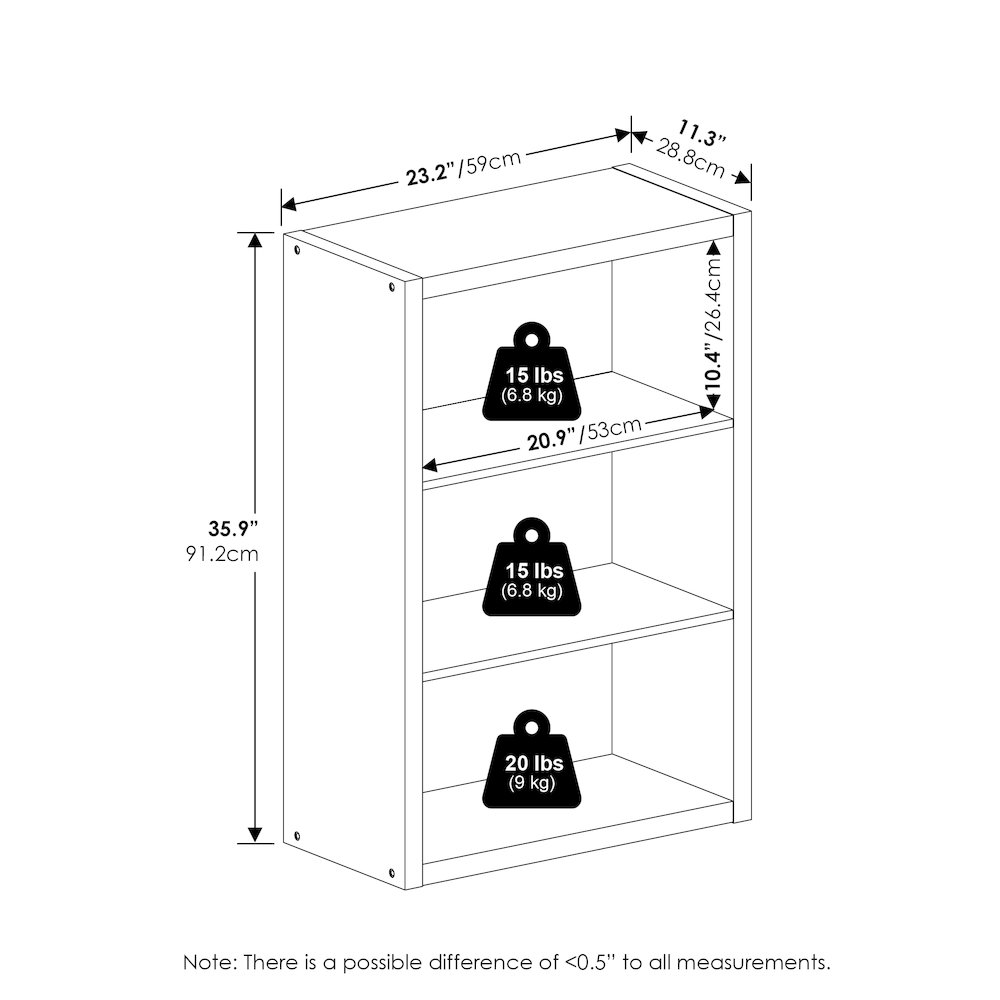Viola 3-Tier Open Shelf Bookcase, Bookshelf, White. Picture 3