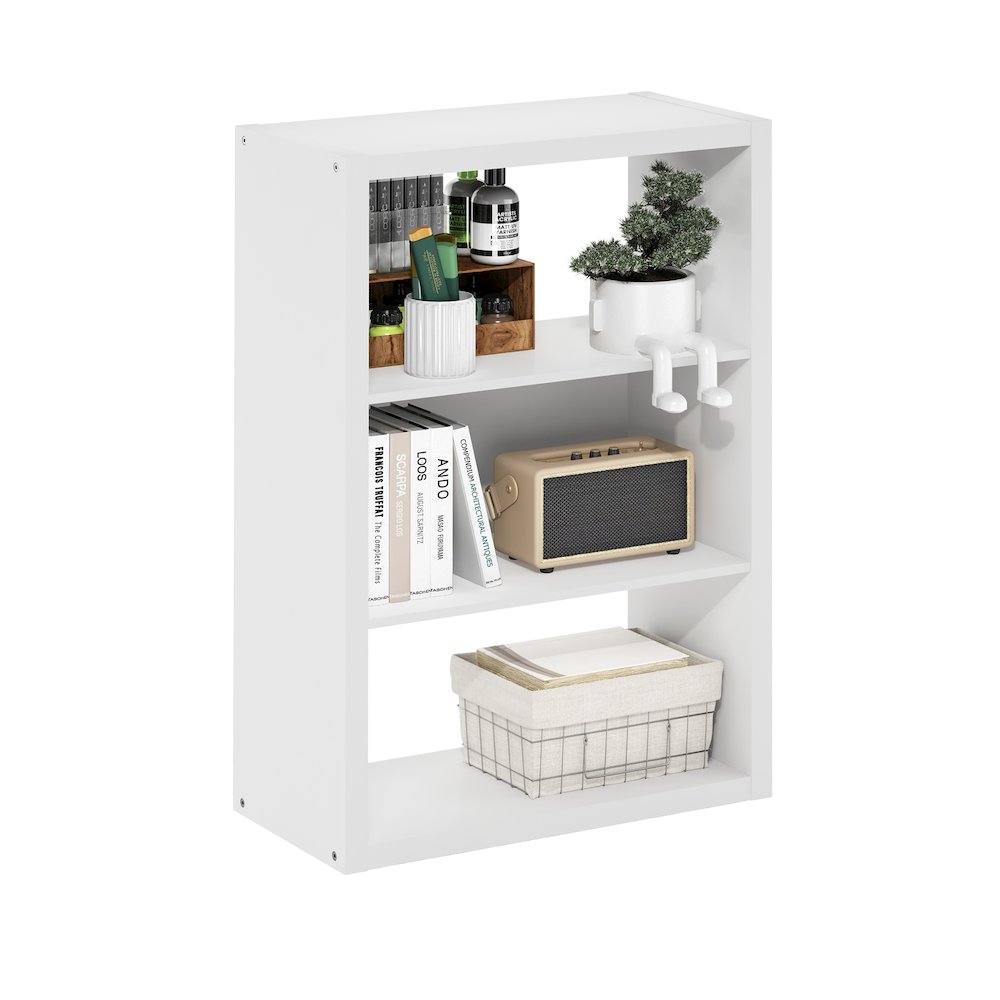 Viola 3-Tier Open Shelf Bookcase, Bookshelf, White. Picture 5