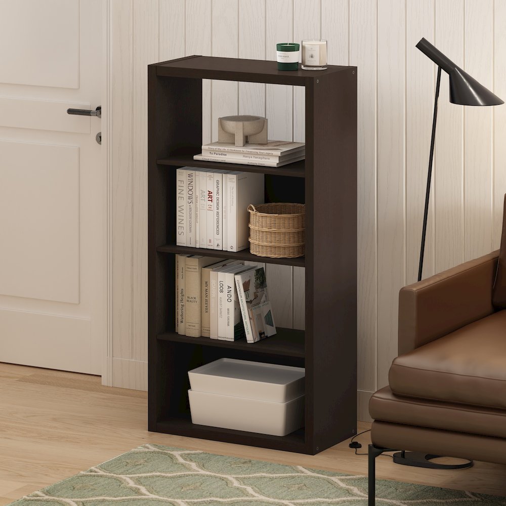 Viola 4-Tier Open Shelf Bookcase, Bookshelf, Dark Oak. Picture 2